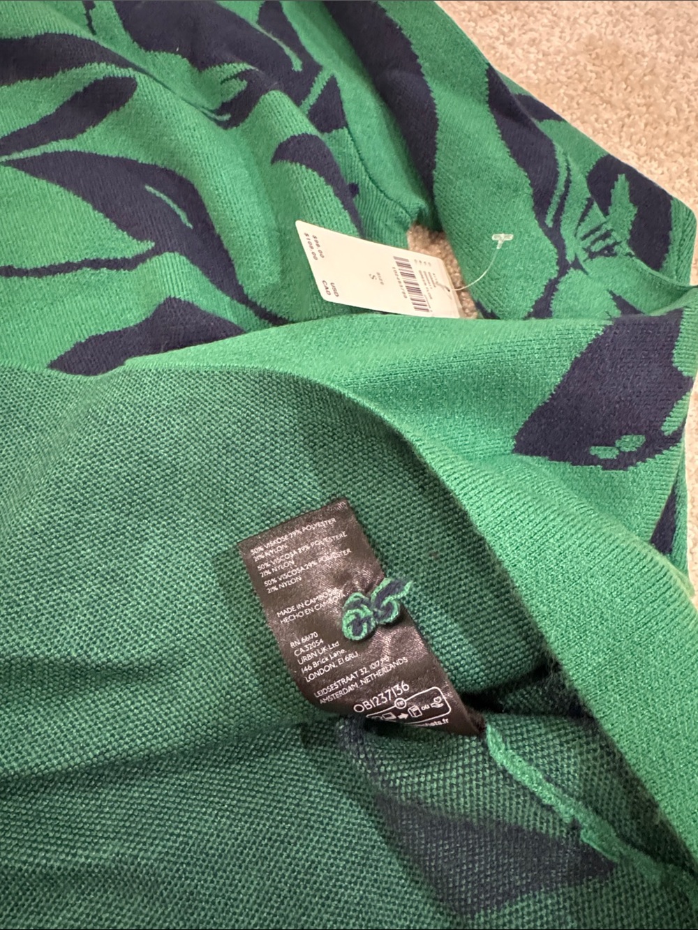 Anthropology- Maeve - Green Floral Mock-Neck Sweater - Picture 6 of 7